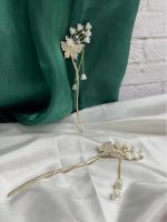 کانزاشی گل با آویز مرواریدی سفید